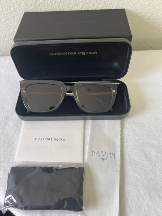 ALEXANDER MCQUEEN AM0169S 003 Brown, Silver/Brown Lens Sunglasses
